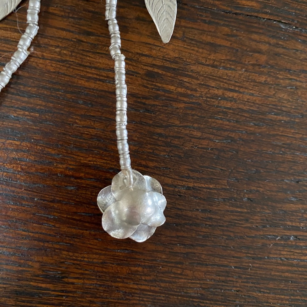 Gorgeous Solid Silver Rose Necklace - image 2